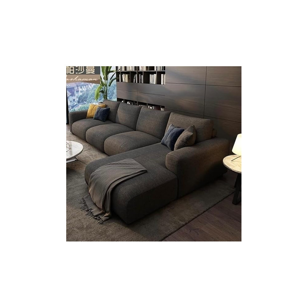 Ripple Furniture Luxury Modern Sofa Couch With Chaise Lounge, Living Room, Bedroom, Dining Room, Office, Guestroom, Charcoal Grey, Left