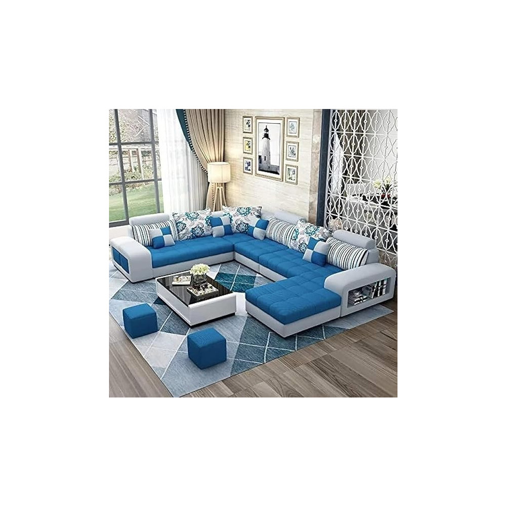 Ripple Furniture Apartment And Living Room Corner Sofa Set, Blue