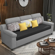 Raj Furniture Luxury 3 Seater Sofa For Living Room In Premium Fabric, Black Grey