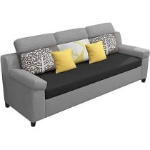 Raj Furniture Luxury 3 Seater Sofa For Living Room In Premium Fabric, Black Grey