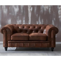 Ripple Furniture Vintage Tufted Chesterfield Sofa, 200 cm, Brown Leather