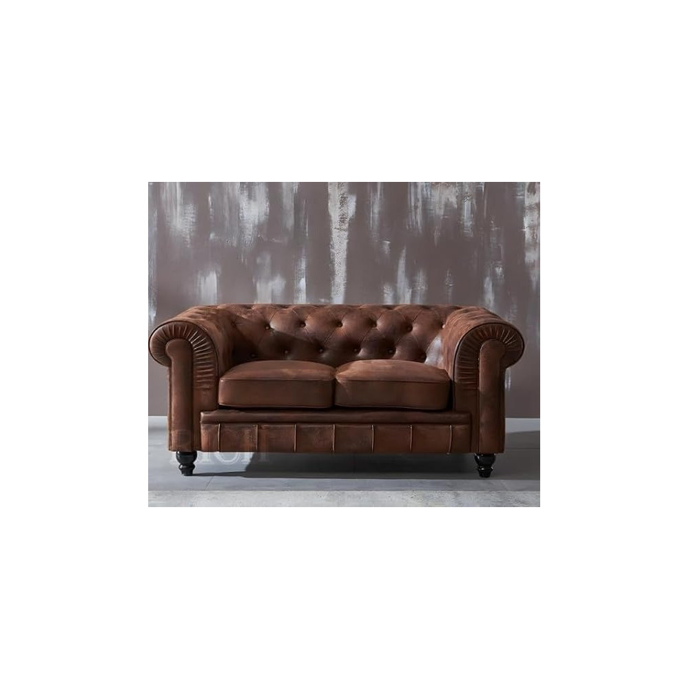 Ripple Furniture Vintage Tufted Chesterfield Sofa, 200 cm, Brown Leather