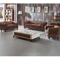 Ripple Furniture Vintage Tufted Chesterfield Sofa, 200 cm, Brown Leather