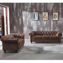 Ripple Furniture Vintage Tufted Chesterfield Sofa, 200 cm, Brown Leather