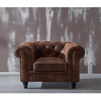 Ripple Furniture Vintage Tufted Chesterfield Sofa, 200 cm, Brown Leather