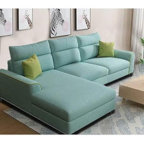 Raj Furniture Elegant 4 Seater L Shape Sofa For Living Room, Light Blue