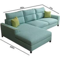 Raj Furniture Elegant 4 Seater L Shape Sofa For Living Room, Light Blue