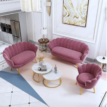 Ripple Furniture Modern Color Velvet Beauty Salon Clothing Store Living Room Sofa Set (Pink)