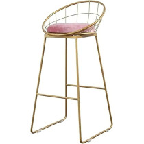 Raj Furniture Bar Chair, Gold-Finished Metal Frame, Gold Pink