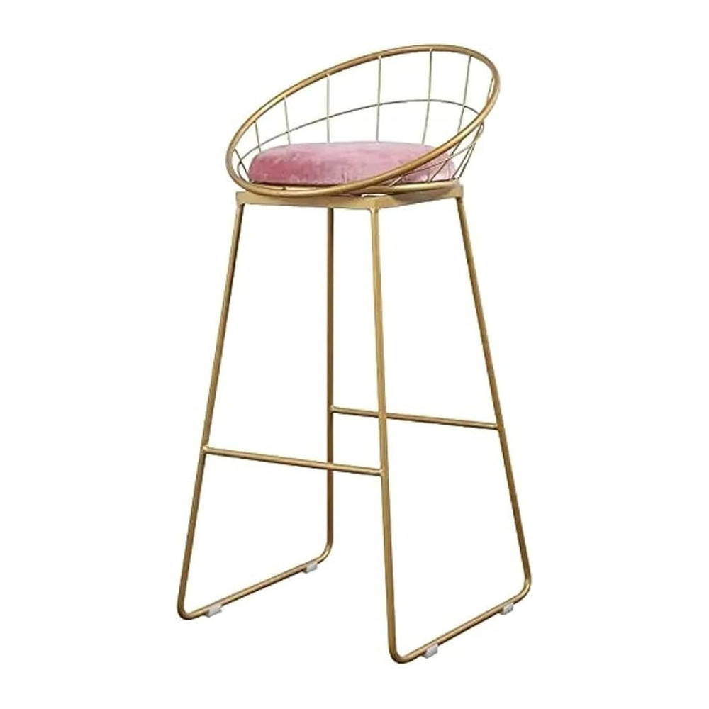 Raj Furniture Bar Chair, Gold-Finished Metal Frame, Gold Pink