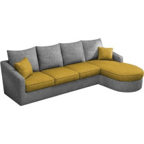 Raj Furniture Sumptuous Serenity The Round Lounger L-Shape 6 Seater Sofa Set For Your Living Room (Rhs), Yellow Grey