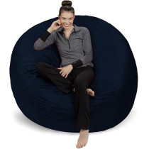 Sofa Sack, Plush Ultra Soft Bean Bags Chairs, Memory Foam Beanless Bag Chair With Microsuede Cover, Foam Filled Furniture For Dorm Room, Navy