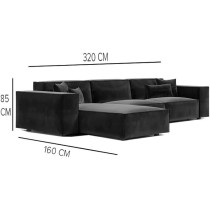 Ripple Furniture L-Shape Modern Style Luxury Home Couch (Right, Sky Blue)