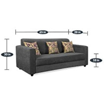 Raj Furniture Lifestyle 3 Seater Sofa For Living Room, Grey
