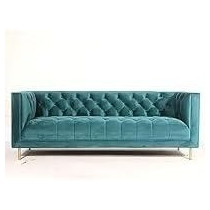 Raj Furniture Opulent Italian Elegance Luxurious White Velvet 3-Seater Sectional Sofa, Turquoise
