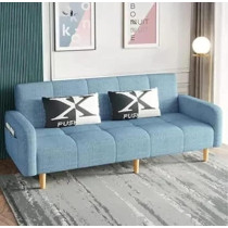Raj Furniture Light Luxury Fabric Sofa, Blue