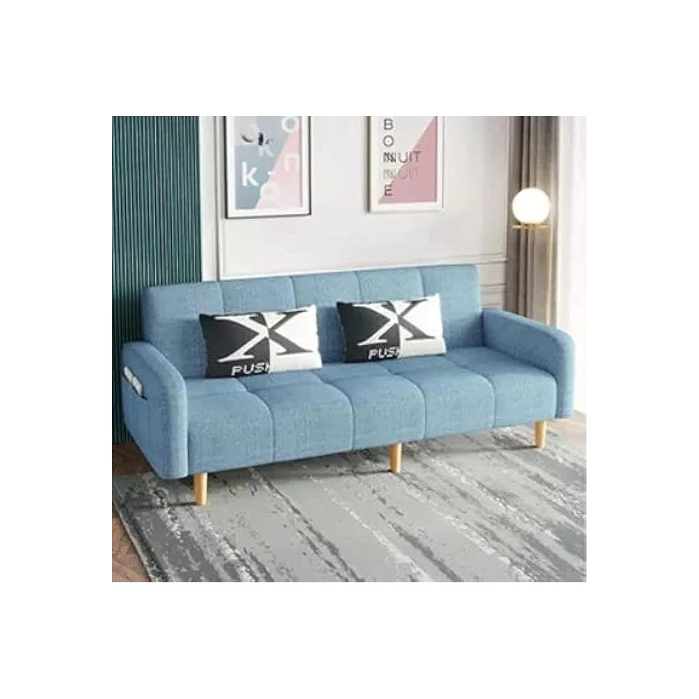 Raj Furniture Light Luxury Fabric Sofa, Blue