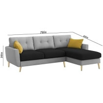 Raj Furniture Royal Azure Elegance 4 Seater L-Shaped Living Room Sofa In Plush Velvet Fabric (Rhs, Black Grey Fabric)