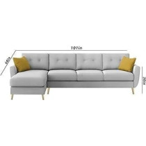 Raj Furniture Luxury 6 Seater L Shape Sofa Set For Living Room In Premium Fabric, Lhs, Grey