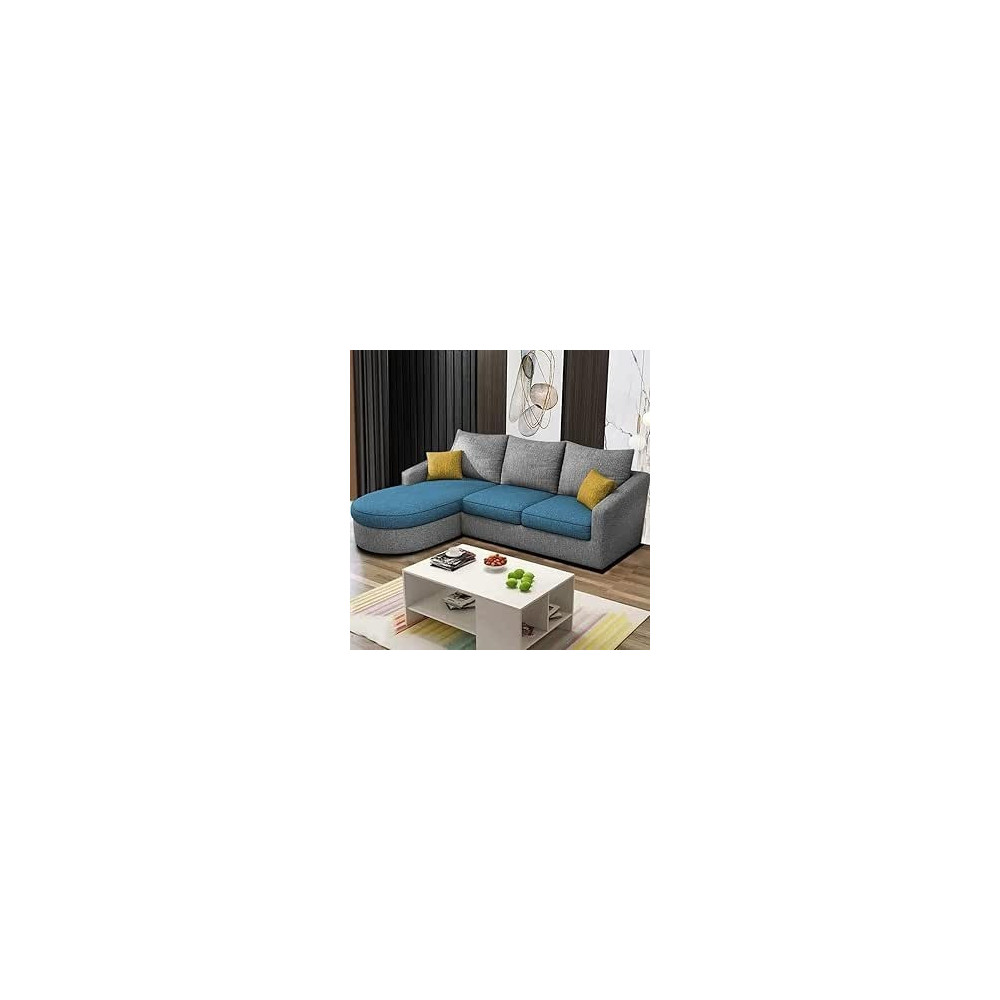 Raj Furniture Eleganceedge 4-Seater Sofa Set For Living Room, Lhs, Turquise Grey