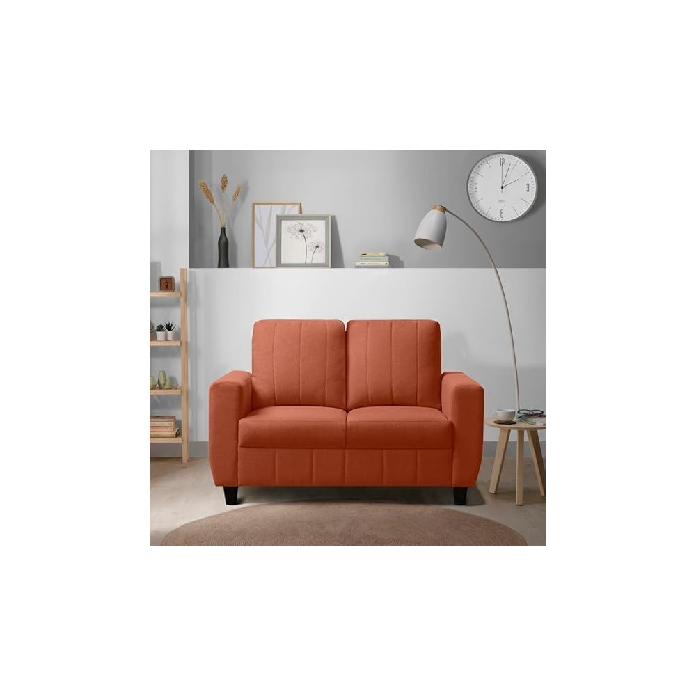 Raj Furniture Modern 2 Seater Fabric Sofa, Ember Orange