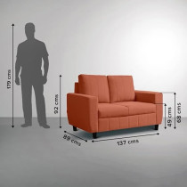 Raj Furniture Modern 2 Seater Fabric Sofa, Ember Orange