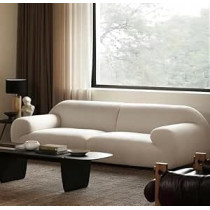 Ripple Furniture Modern Curved Sofa, 3-Seater, White