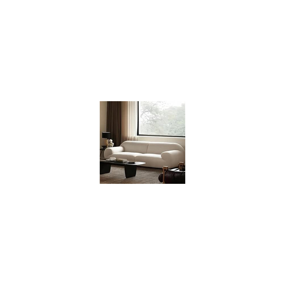 Ripple Furniture Modern Curved Sofa, 3-Seater, White