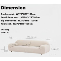 Ripple Furniture Modern Curved Sofa, 3-Seater, White