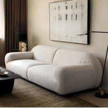 Ripple Furniture Modern Curved Sofa, 3-Seater, White