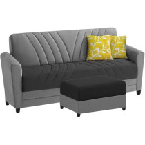 Ripple Furniture Elegance Essence 3 Seater Sofa Set With Ottoman, Black Grey