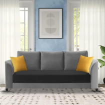 Raj Furniture Modern Elegance 3-Seater Sofa Set, Black Grey