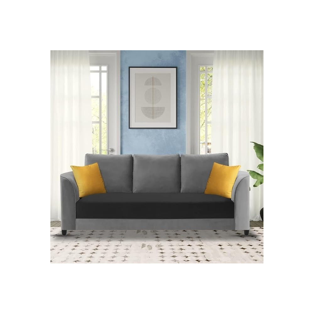 Raj Furniture Modern Elegance 3-Seater Sofa Set, Black Grey
