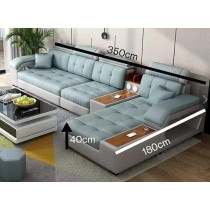 Raj Furniture Living Room Modern Sofa Set, Black Grey