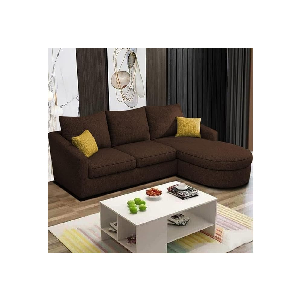 Raj Furniture Eleganceedge 4-Seater Sofa Set For Living Room, Brown