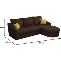 Raj Furniture Eleganceedge 4-Seater Sofa Set For Living Room, Brown