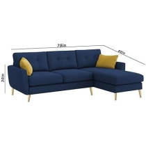 Raj Furniture Royal Azure Elegance 4 Seater L-Shaped Living Room Sofa In Plush Velvet Fabric, Rhs, Blue Fabric