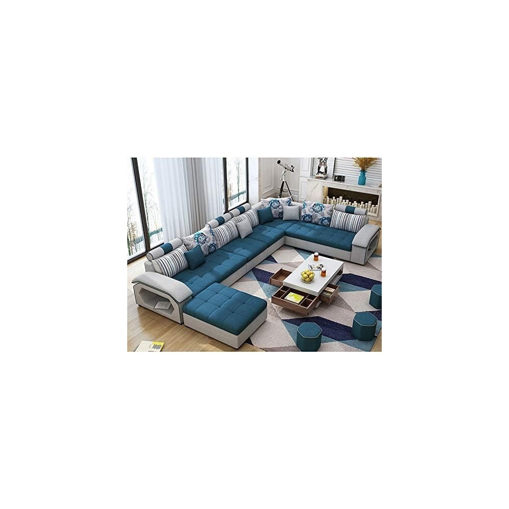 Ripple Furniture Modern Couch U Shaped Fabric Living Room Furniture L Shape Corner Sofa Set