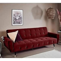 Raj Furniture 2 In 1 Upholstered Flip Sofa Bed, Burgundy