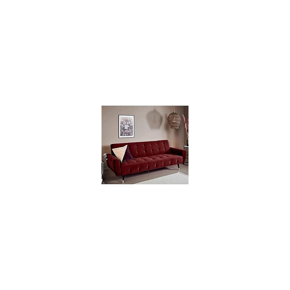 Raj Furniture 2 In 1 Upholstered Flip Sofa Bed, Burgundy