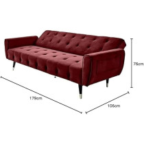 Raj Furniture 2 In 1 Upholstered Flip Sofa Bed, Burgundy