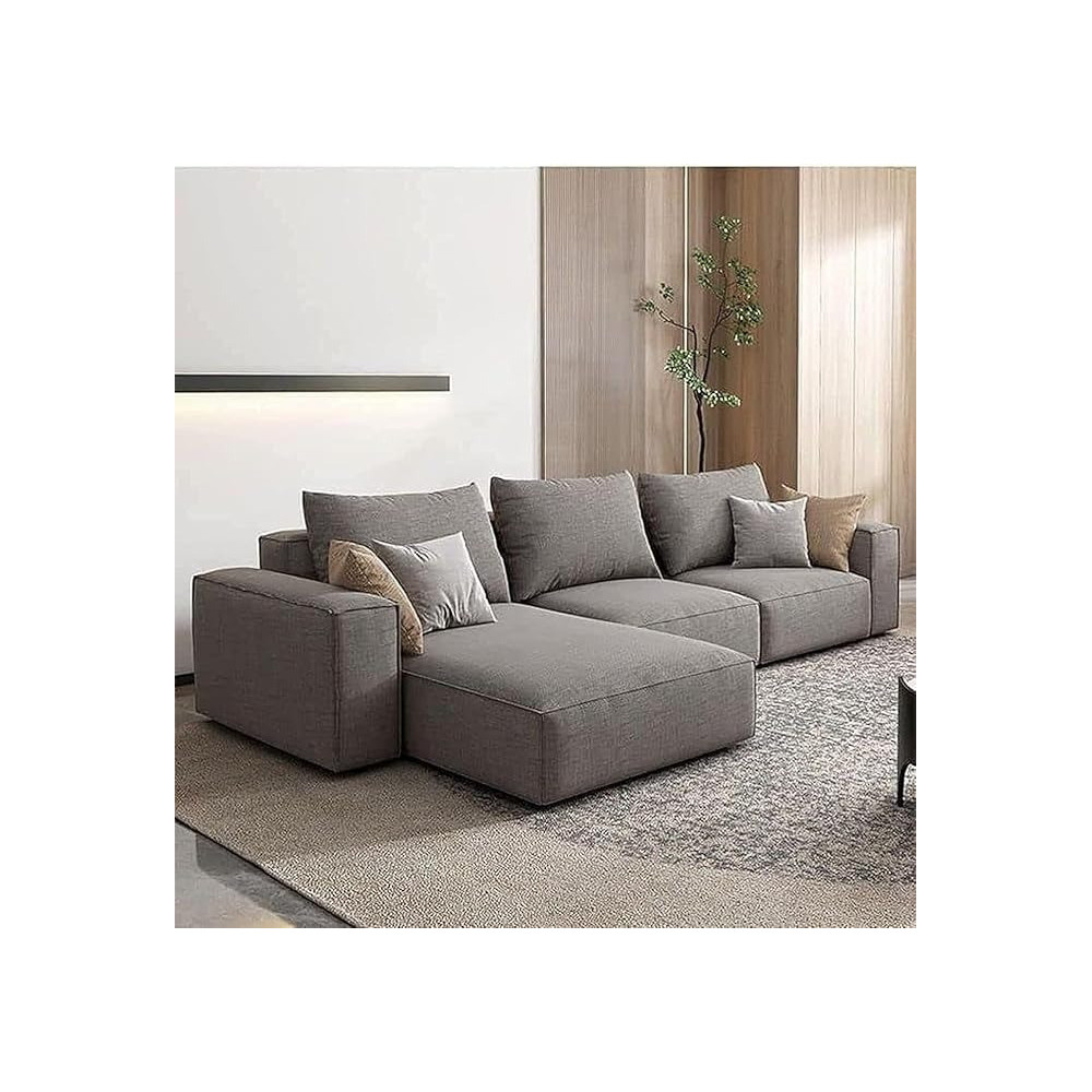 Ripple Furniture Modern Modular L-Shape Sofa, Dark Grey