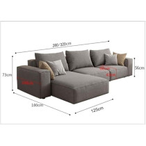 Ripple Furniture Modern Modular L-Shape Sofa, Dark Grey