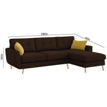 Raj Furniture Royal Azure Elegance 4 Seater L-Shaped Living Room Sofa In Plush Velvet Fabric, Rhs, Brown Fabric