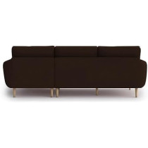 Raj Furniture Royal Azure Elegance 4 Seater L-Shaped Living Room Sofa In Plush Velvet Fabric, Rhs, Brown Fabric
