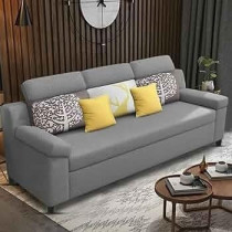 Raj Furniture Luxury 3 Seater Sofa For Living Room In Premium Fabric, Grey