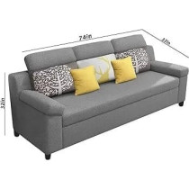 Raj Furniture Luxury 3 Seater Sofa For Living Room In Premium Fabric, Grey