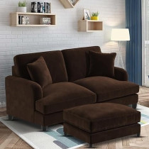 Ripple Furniture Sedona 2 Seater Velvet Sofa Set With Ottoman, Brown