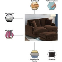 Ripple Furniture Sedona 2 Seater Velvet Sofa Set With Ottoman, Brown