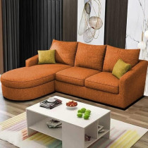 Ripple Furniture Eleganceedge 4-Seater Sofa Set For Living Room, Lhs, Orange